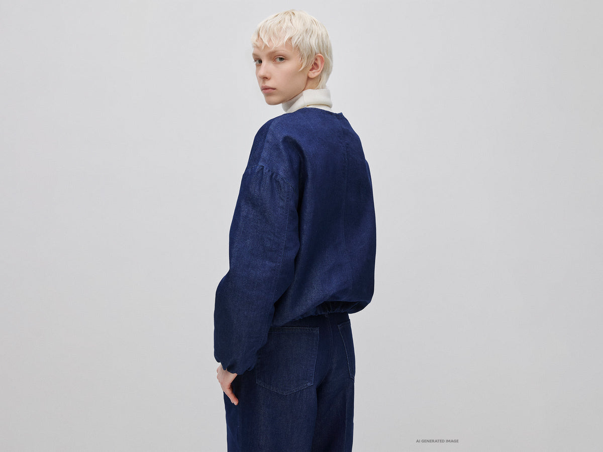 Bomber in denim con lurex