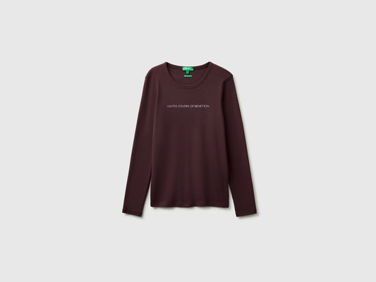 T-shirt manica lunga con logo glitter