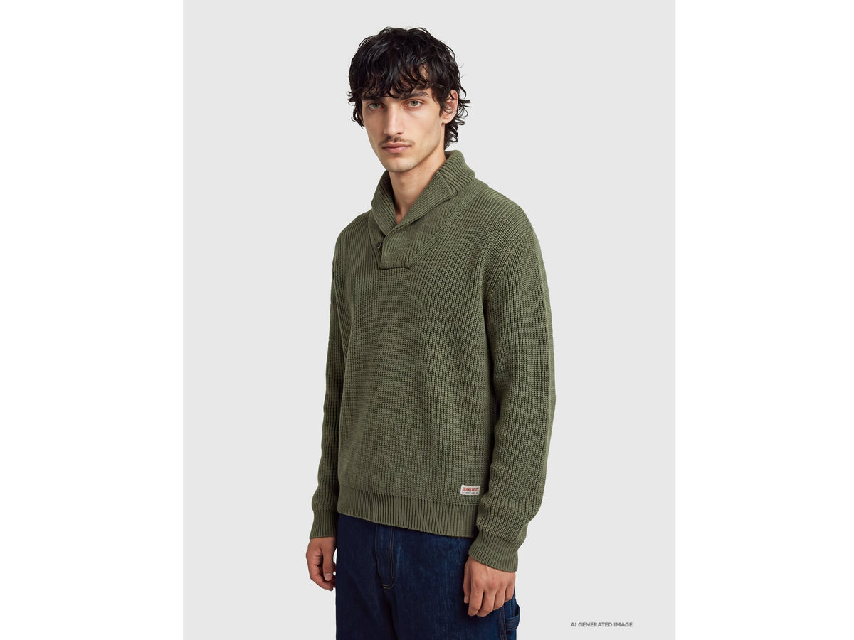 Maglia con collo a scialle 100% lana