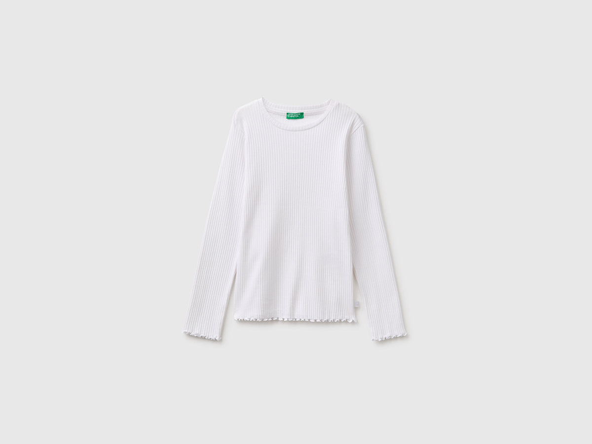 T-shirt a costine in cotone bio stretch