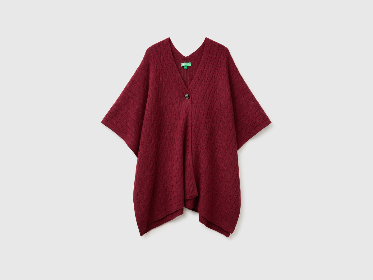 Mantella con trecce in misto cashmere
