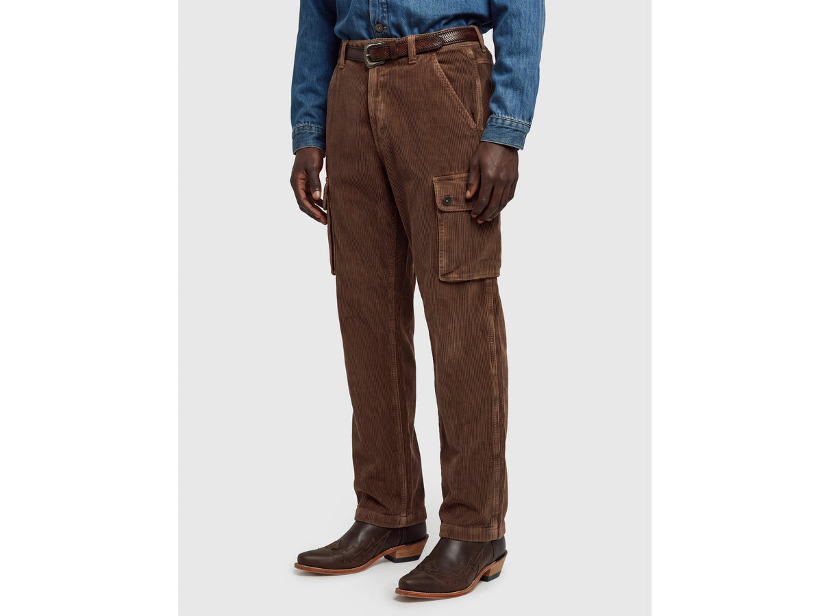 Pantaloni cargo in velluto a coste effetto used