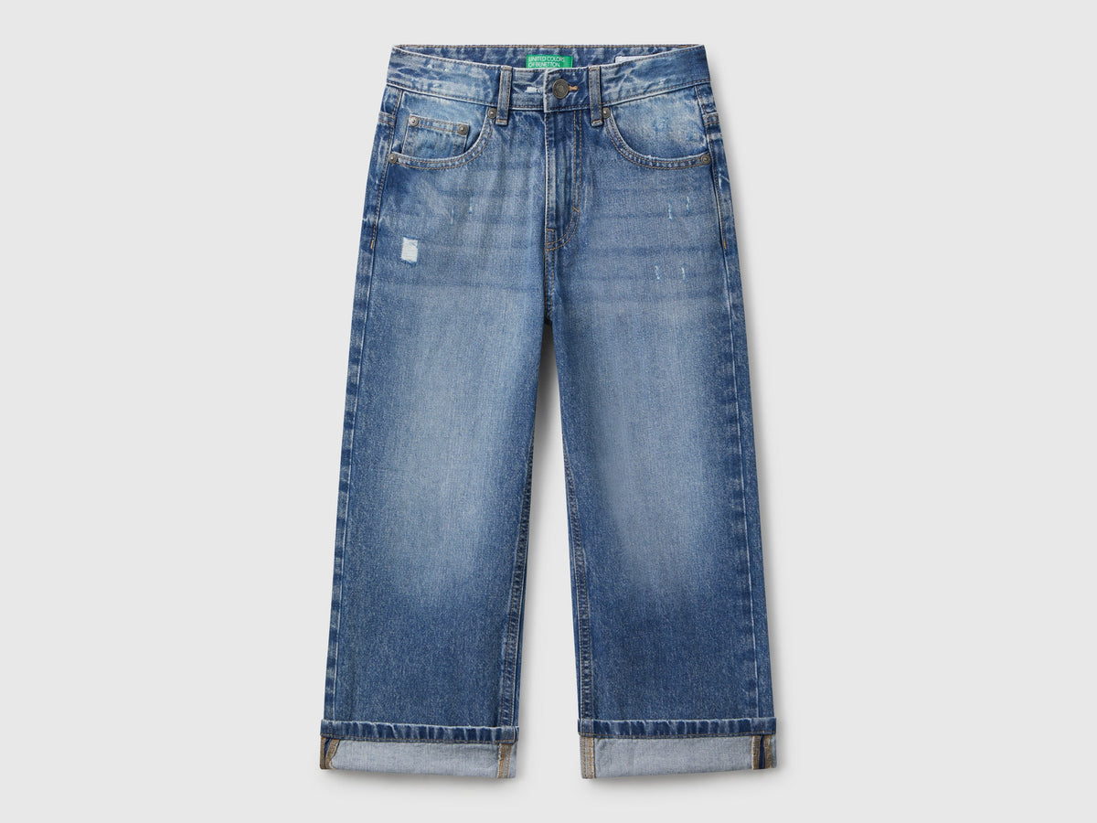 Jeans straight con risvolto
