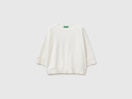 Maglia girocollo in cotone e lana