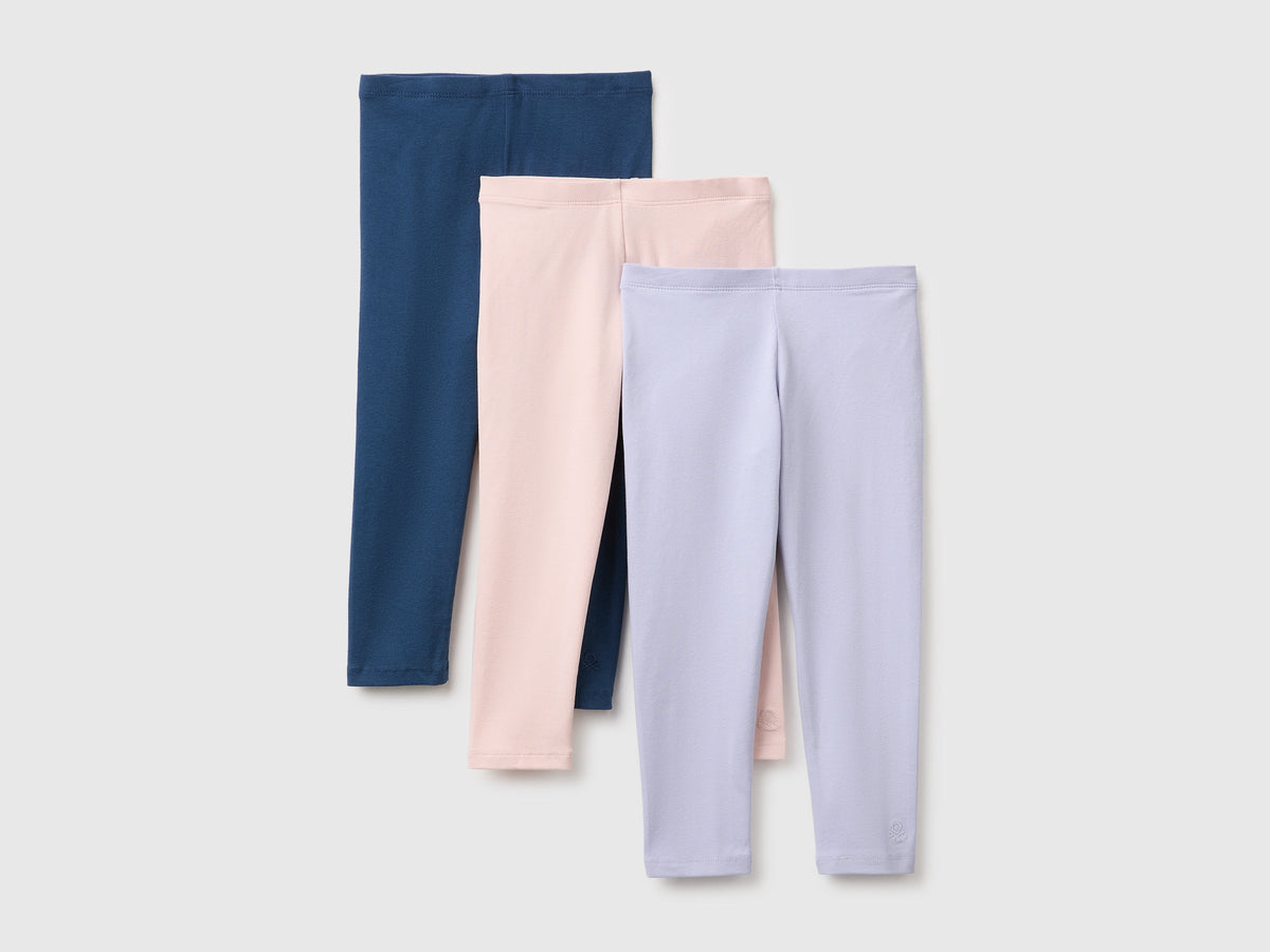 Tre leggings in cotone stretch