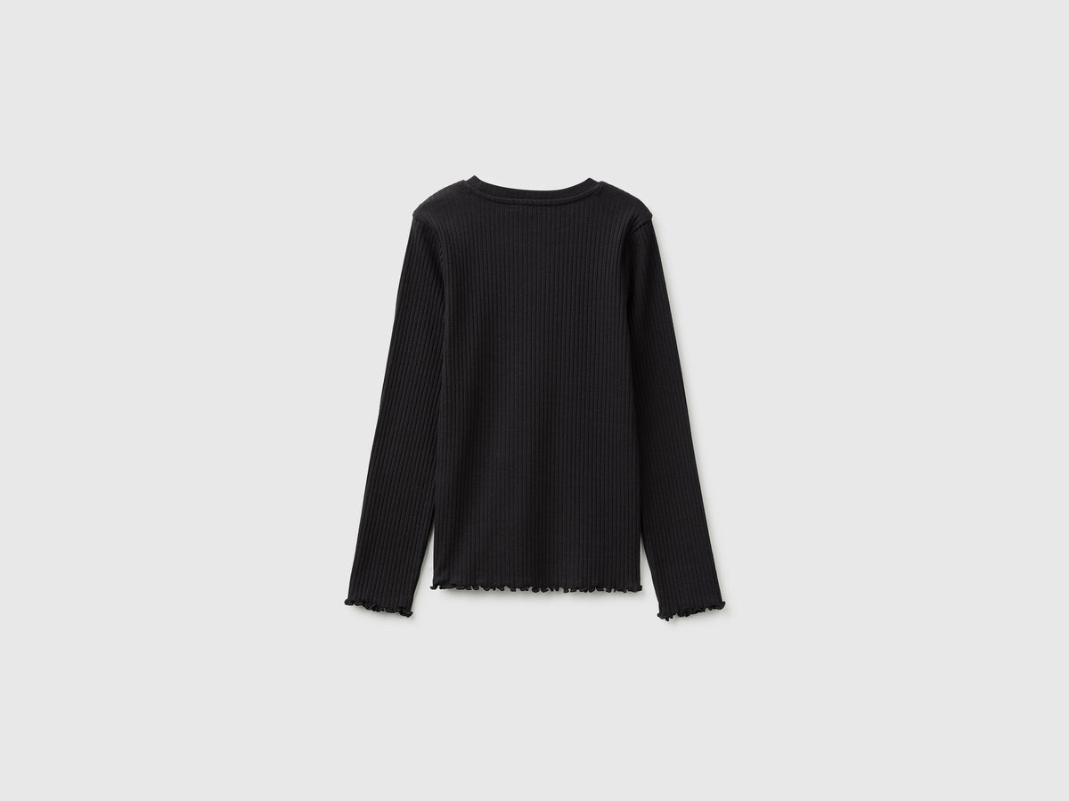 T-shirt a costine in cotone bio stretch