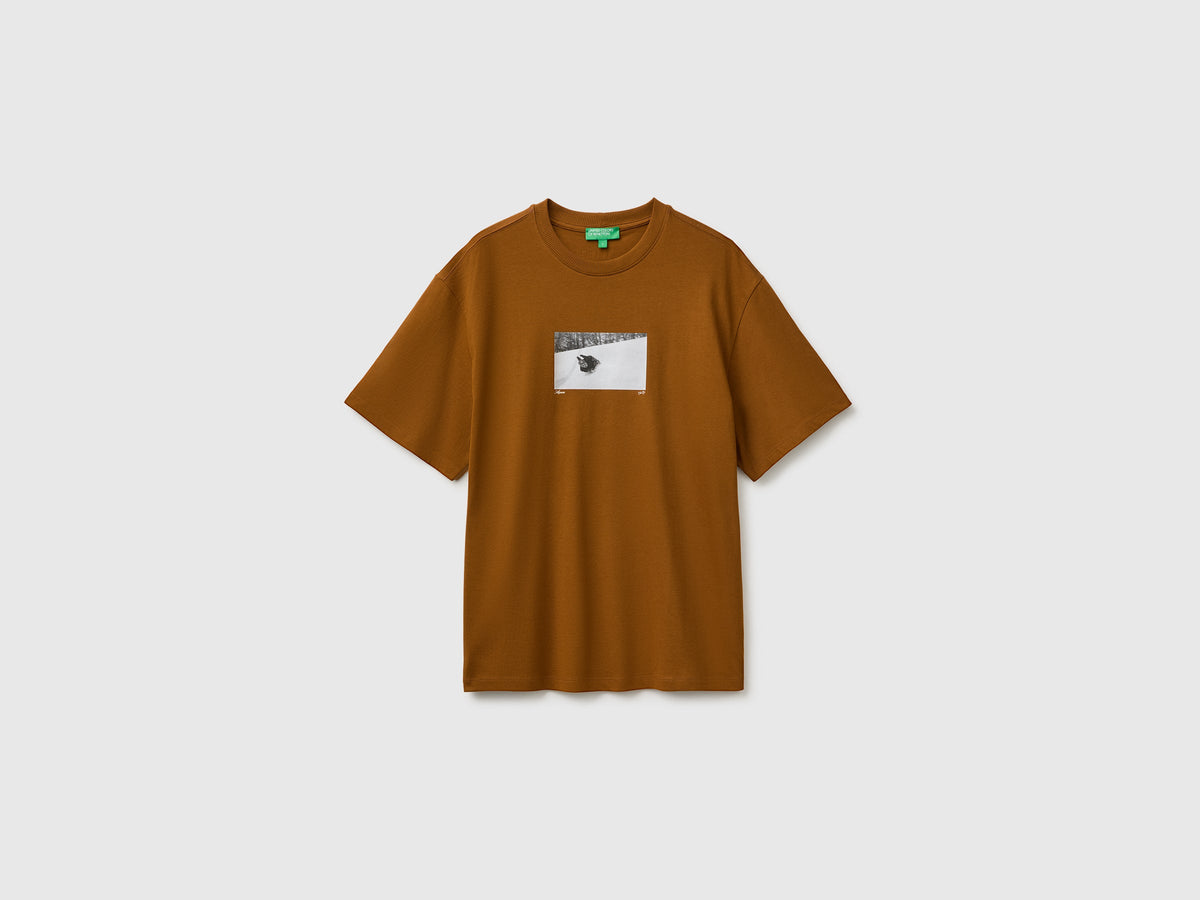T-shirt relaxed fit con stampa in cotone bio