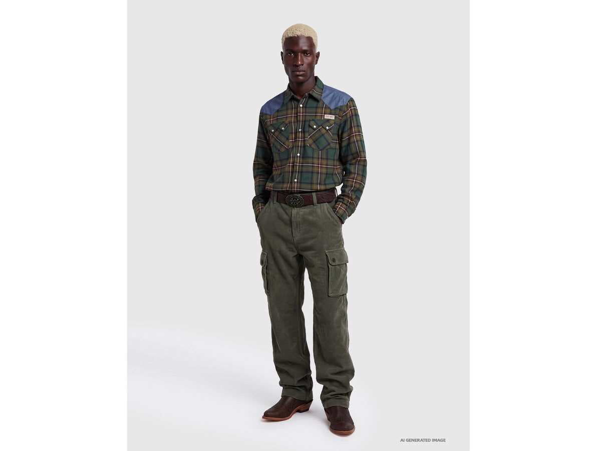 Pantaloni cargo in velluto effetto used