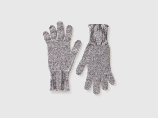 Guanti grigio mélange in pura lana Merino