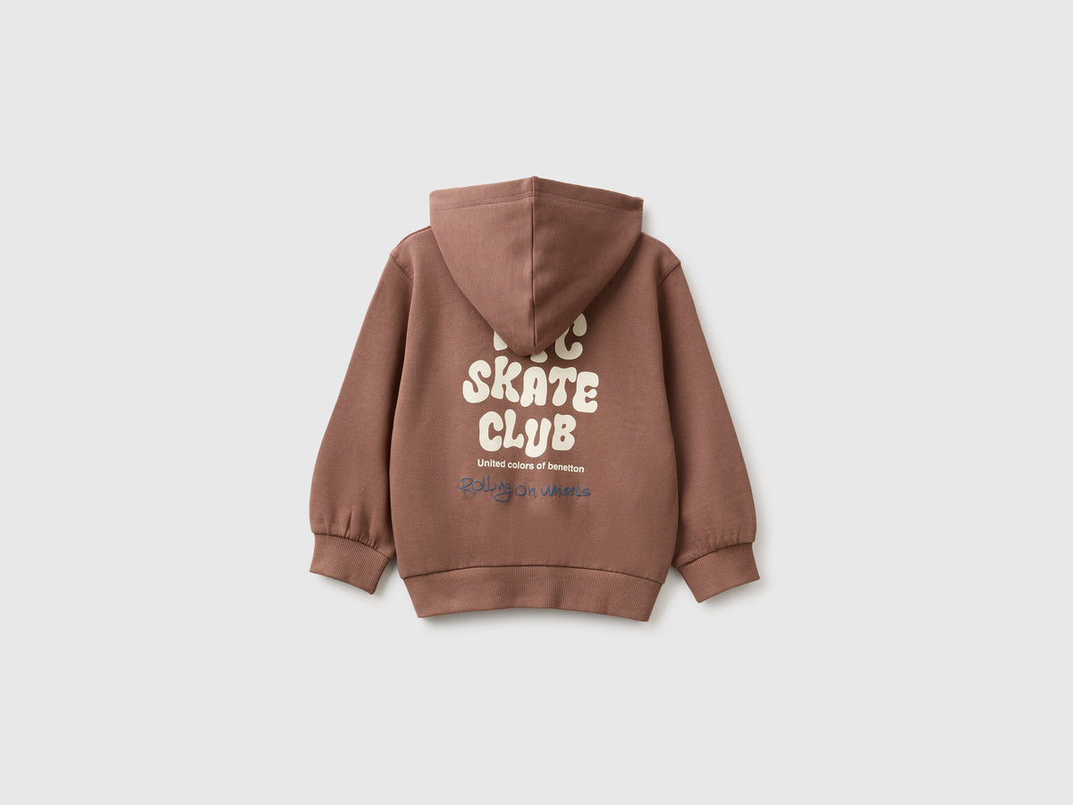 Felpa in cotone bio con cappuccio e stampe