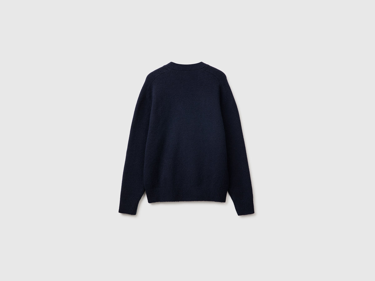 Cardigan over fit in misto lana