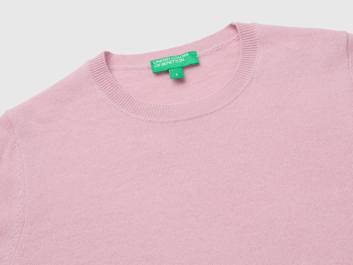 Maglia girocollo lilla in pura lana Merino