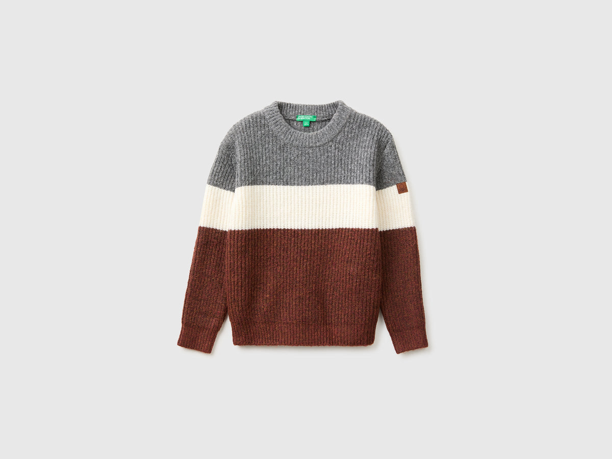 Maglia girocollo a righe in misto lana