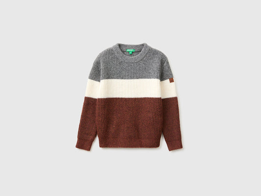Maglia girocollo a righe in misto lana
