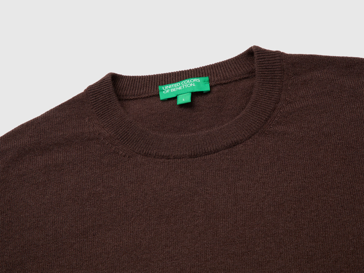 Maglia marrone testa di moro in pura lana Merino