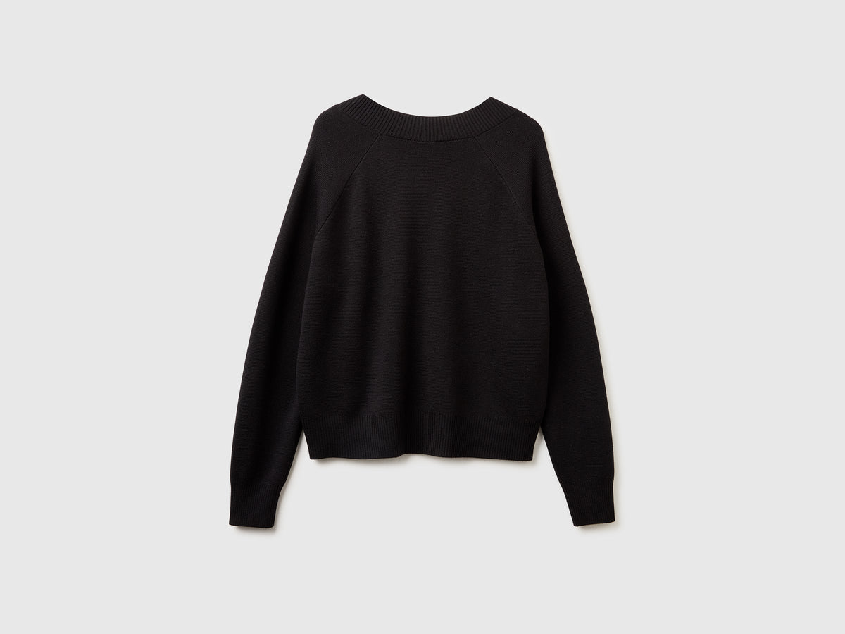 Maglia lavorata scollo a V