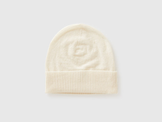 Cappello bianco panna in pura lana Merino
