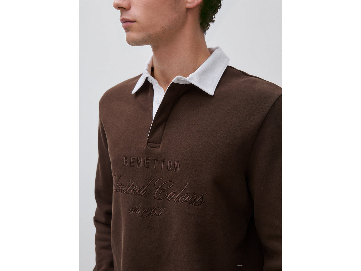 Polo in felpa con ricamo 100% cotone