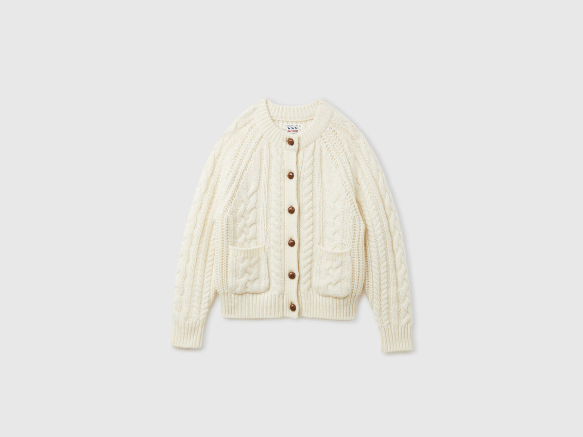 Cardigan a trecce 100% lana