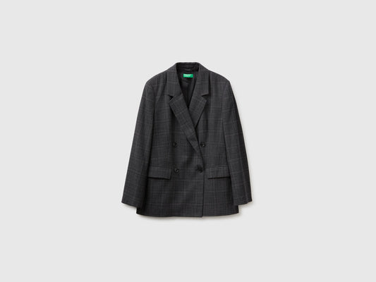 Blazer tartan doppiopetto in misto viscosa