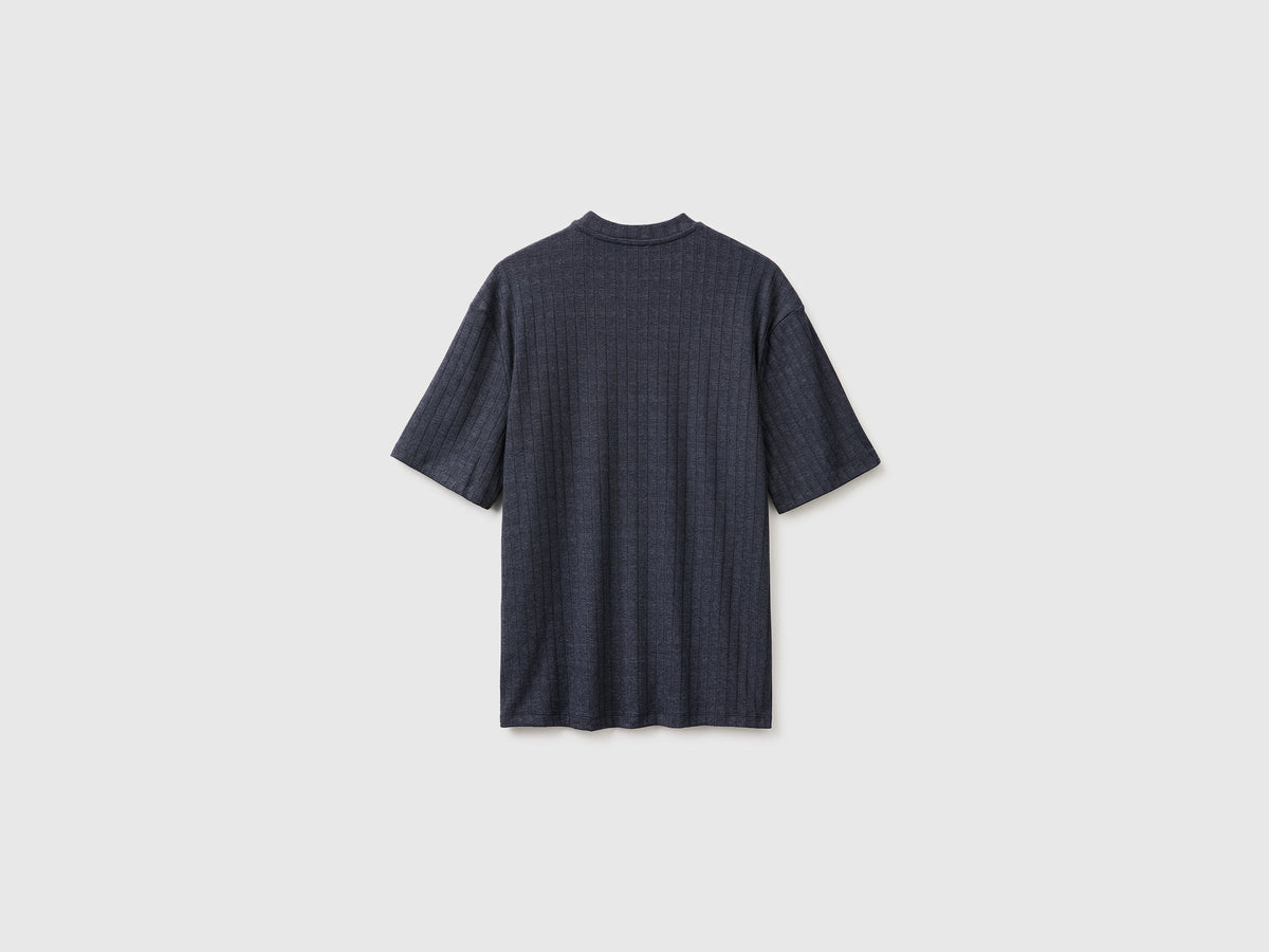 T-shirt a coste in cotone stretch