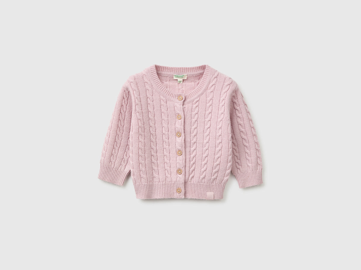 Cardigan in misto lana con trecce