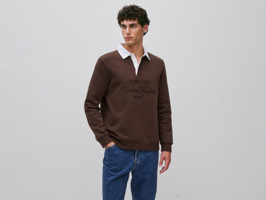 Polo in felpa con ricamo 100% cotone