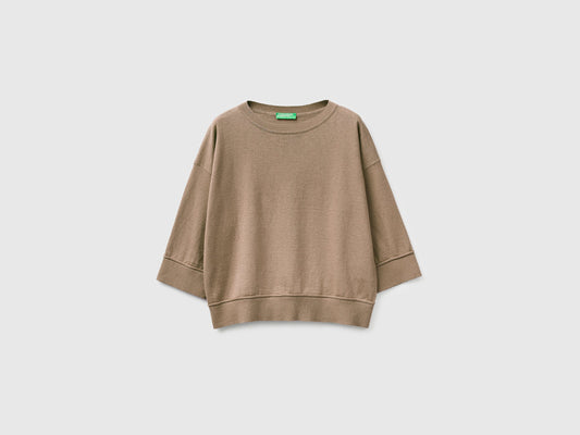 Maglia girocollo in cotone e lana