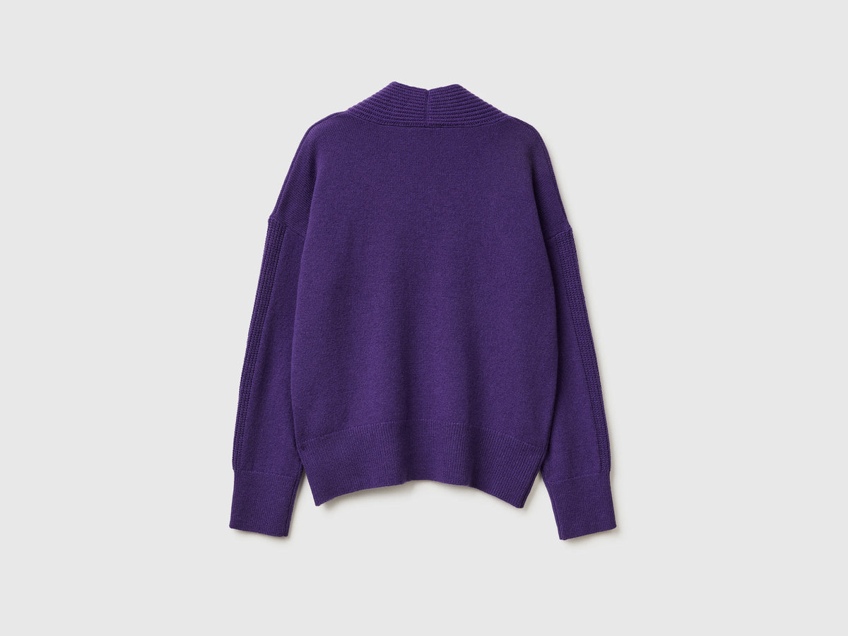 Maglione scollo a V 100% lana