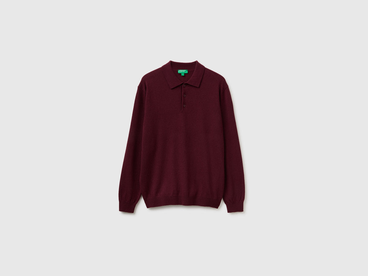 Polo bordeaux in pura lana Merino